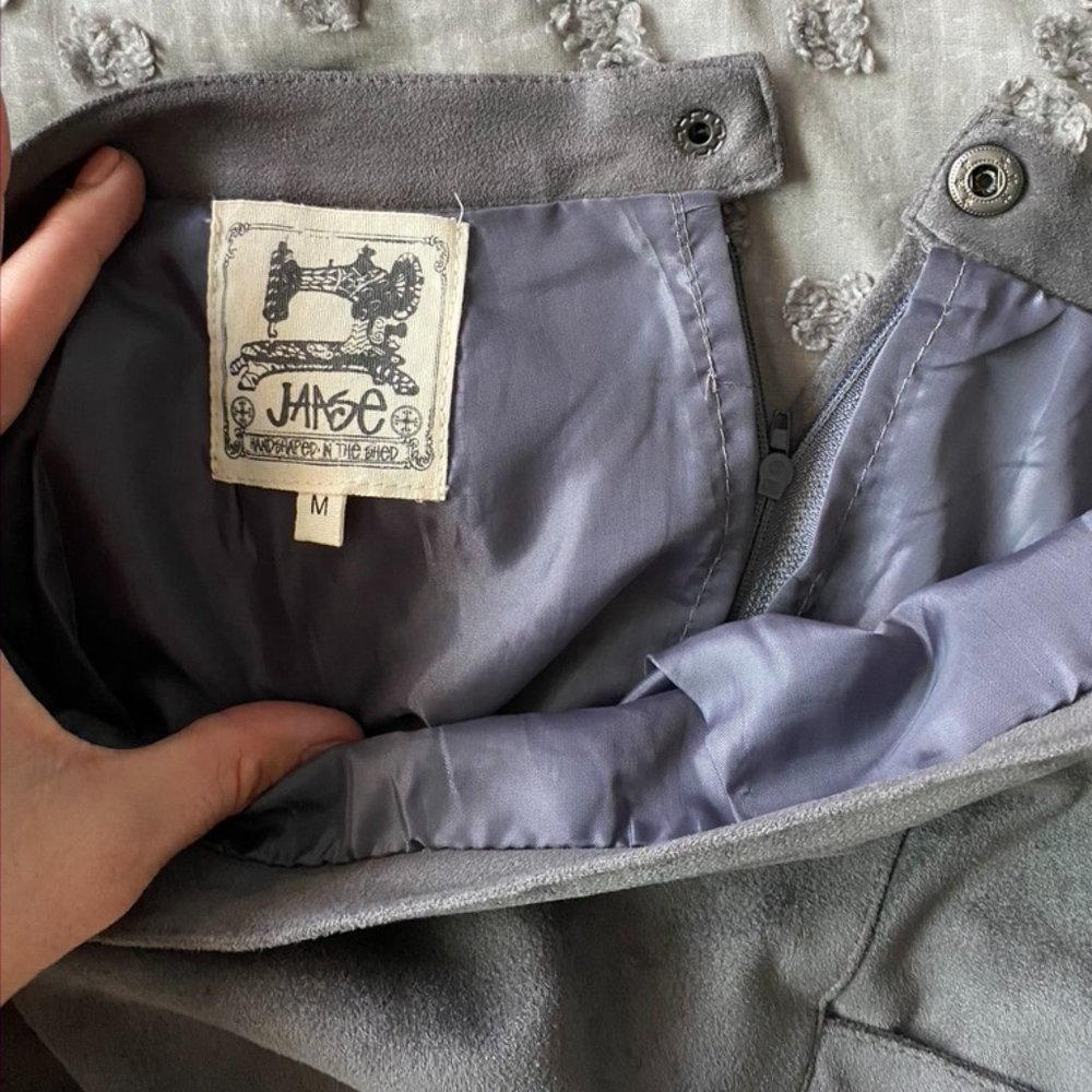Grey Suede Mini Skirt - Picture 8 of 8